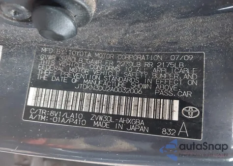 2010 Toyota Prius Iv z USA, uszkodzony, nr VIN JTDKN3DU2A0032006